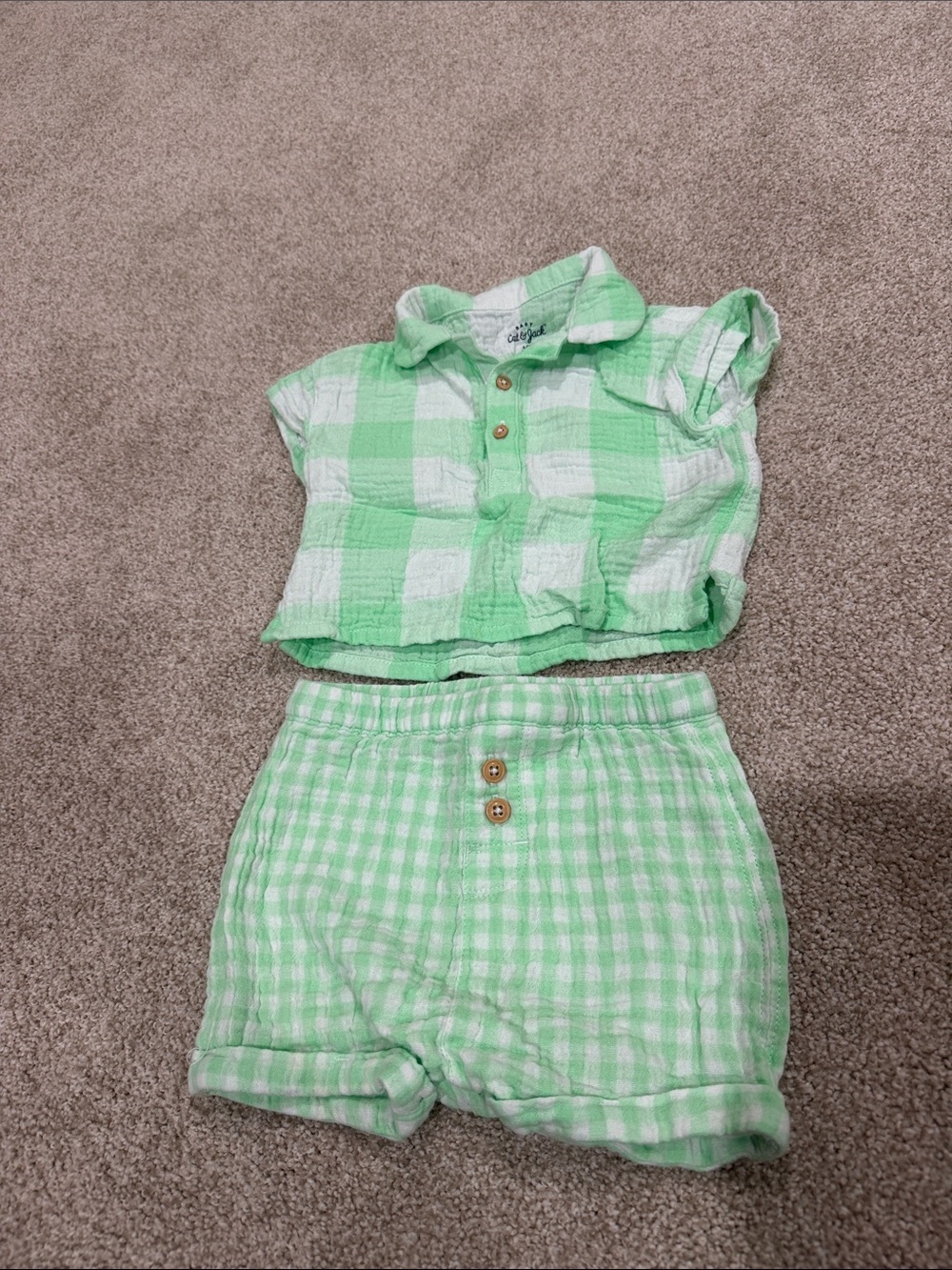 Cat & Jack Light Green Gingham Girls' Shorts